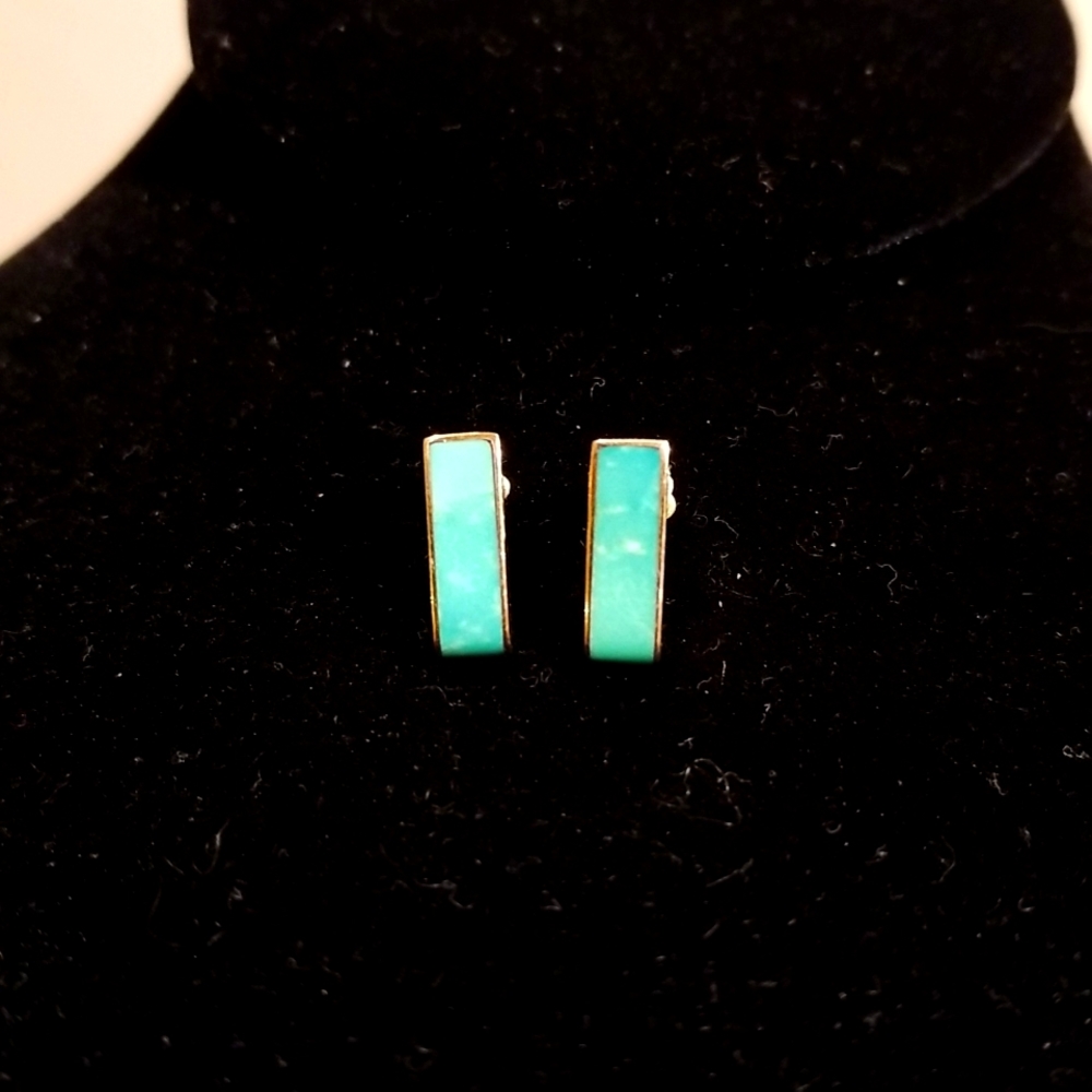 Sleeping Beauty Turquoise 14kt Solid Gold Stud Earrings